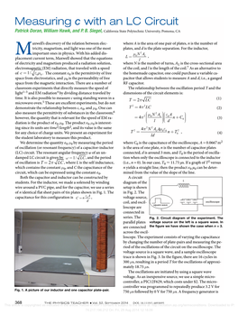 Measuring C with an LC Circuit Patrick Doran, William Hawk, and P