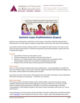 Systemic Lupus Erythematosus (Lupus)