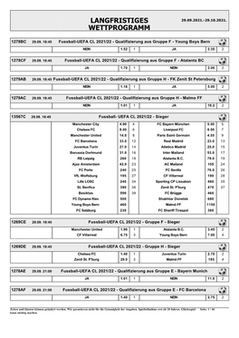 Langfristiges Wettprogramm