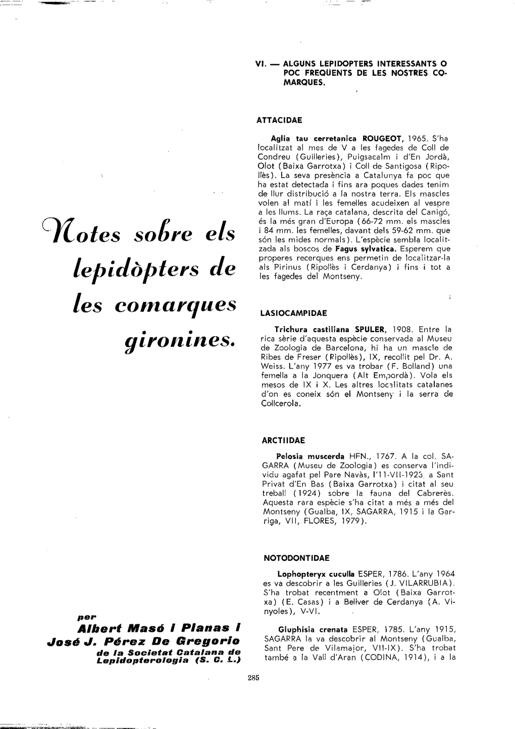 Otes Sobre Els Lepidopters De Les Comarques Gironines