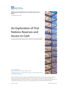 An Exploration of First Nations Reserves and Access to Cash by Heng Chen, Walter Engert, Kim P