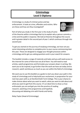 Criminology Preparatory Work