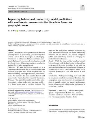 Improving Habitat and Connectivity Model Predictions with Multi-Scale Resource Selection Functions from Two Geographic Areas