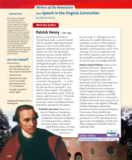 Speech in the Virginia Convention Patrick Henry