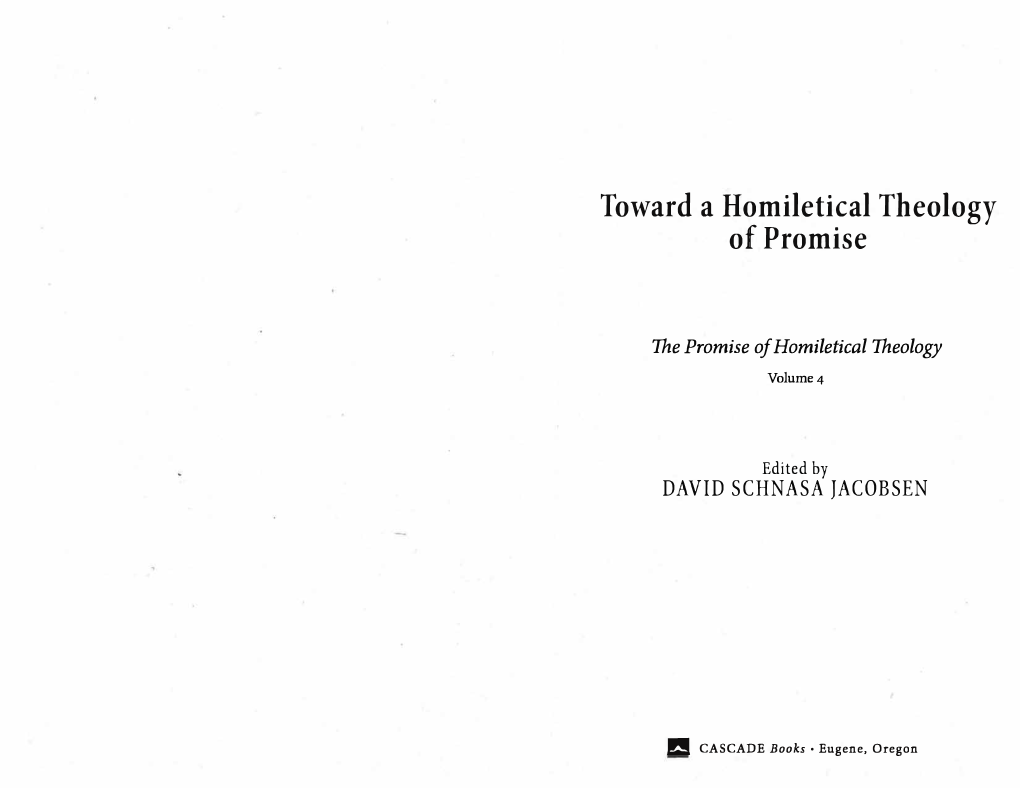 Toward a Homiletical Theology of Promise