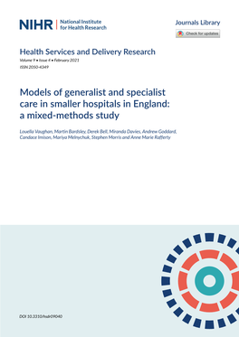 Models of Generalist and Specialist Care in Smaller Hospitals in England: a Mixed-Methods Study