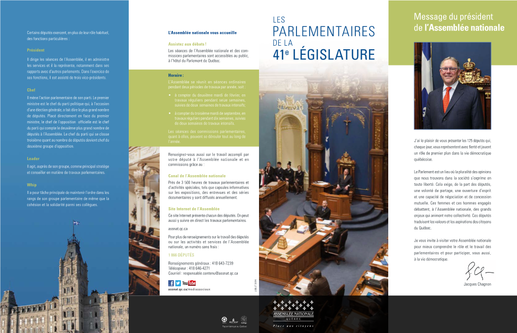 Déplliant Les Parlementaires De La 41E Législature