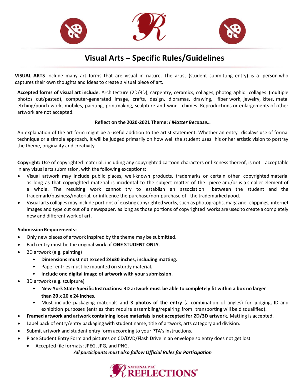 Visual Arts – Specific Rules/Guidelines