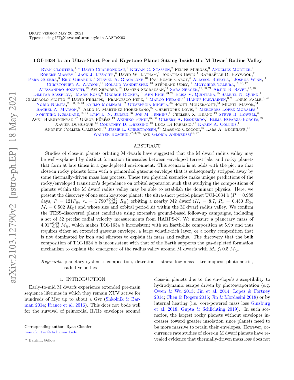 Arxiv:2103.12790V2 [Astro-Ph.EP] 18 May 2021 Early-To-Mid M Dwarfs Experience Extended Pre-Main Hydrodynamic Escape Driven by Photoevaporation (E.G