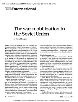 The War Mobilization in the Soviet Union