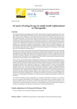 65 Years of Using X-Rays to Study Tooth Replacement in Therapsida