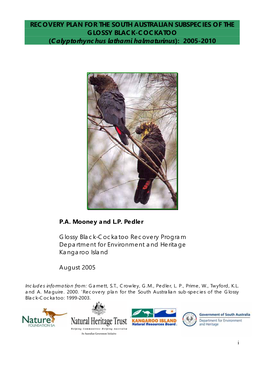 Recovery Plan for South Australian Subspecies of the Glossy Black