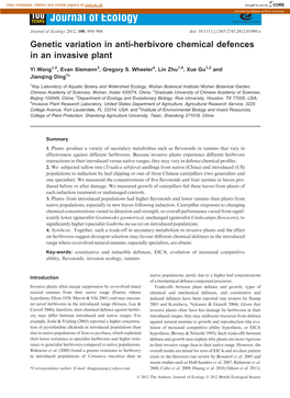 Genetic Variation in Antiherbivore Chemical Defences in an Invasive