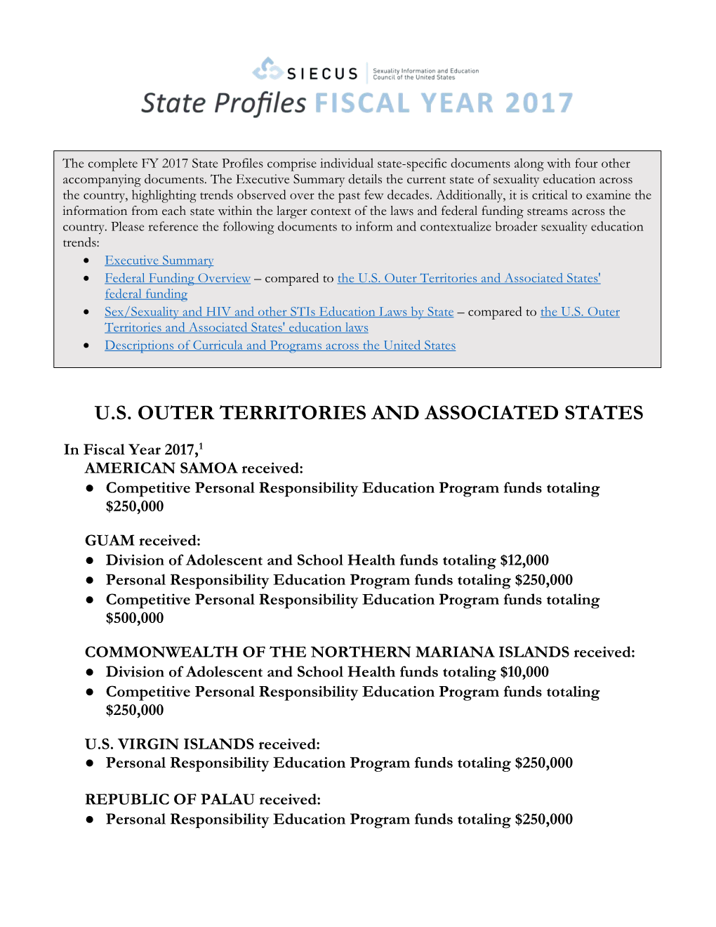 Us Outer Territories And Associated States Federal Funding • Sexsexuality And Hiv And Other 6942