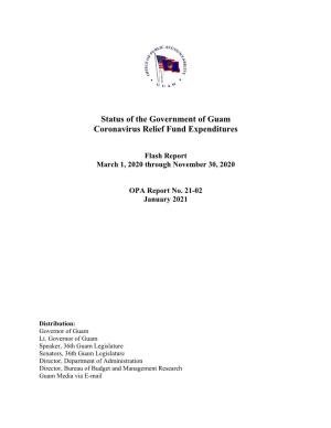 Status of the Government of Guam Coronavirus Relief Fund Expenditures