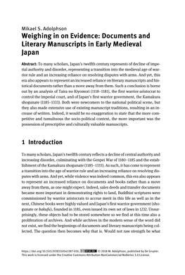 Documents and Literary Manuscripts in Early Medieval Japan