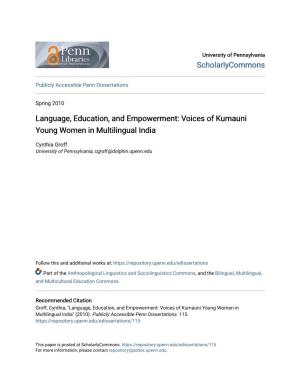 Language, Education, and Empowerment: Voices of Kumauni Young Women in Multilingual India