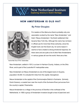 New Amsterdam Is Old Hat