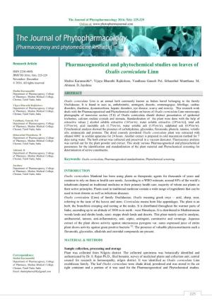 Pharmacognostical and Phytochemical Studies on Leaves Of