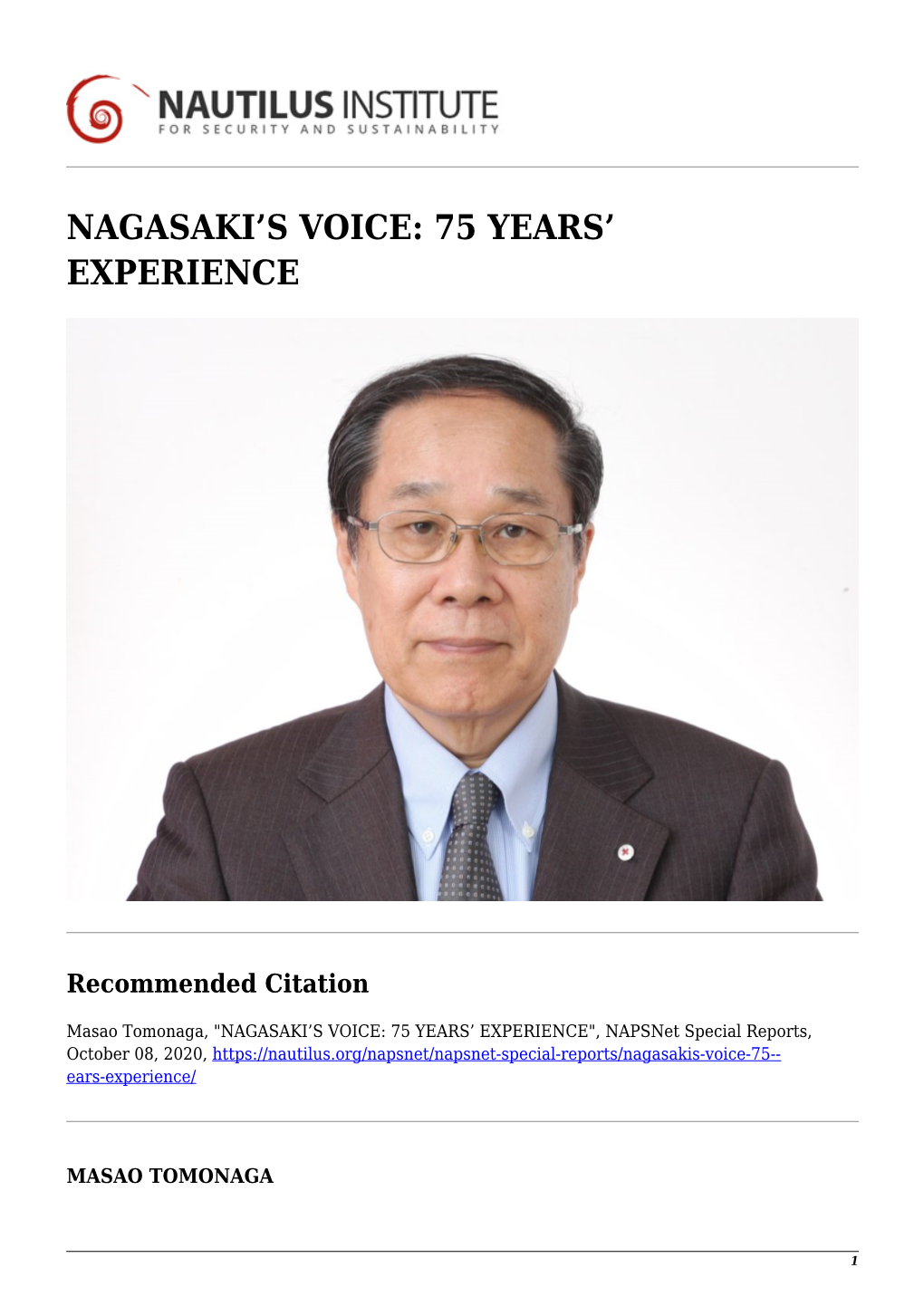Nagasaki's Voice
