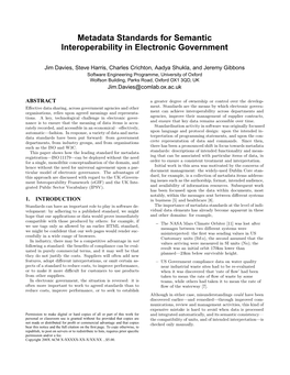 (Pdf) of Metadata Standards for Semantic Interoperability In