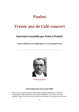 Paulus Trente Ans De Café-Concert