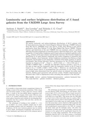 Luminosity and Surface Brightness Distribution of K-Band Galaxies from the UKIDSS Large Area Survey
