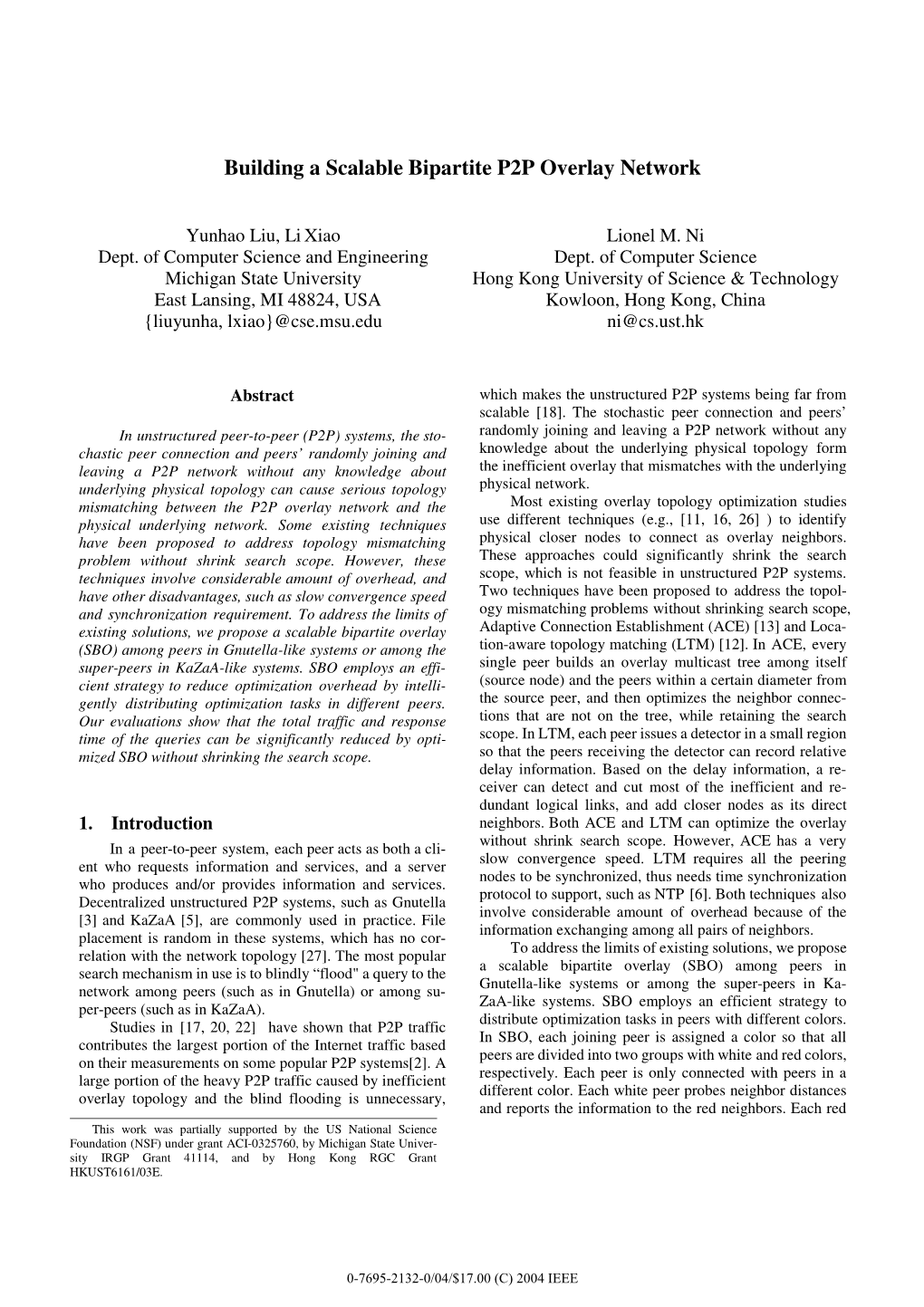 Building a Scalable Bipartite P2P Overlay Network