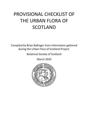 Provisional Checklist of the Urban Flora of Scotland