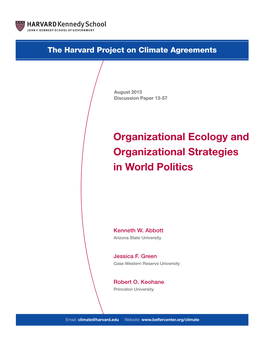 Organizational Ecology and Organizational Strategies in World Politics