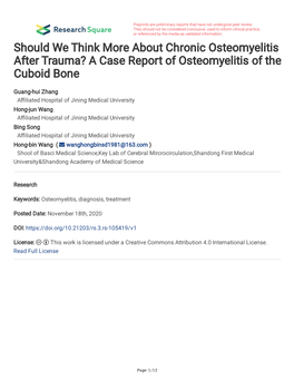 A Case Report of Osteomyelitis of the Cuboid Bone