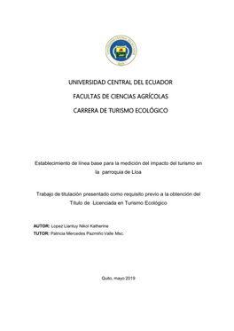 Universidad Central Del Ecuador Facultas De Ciencias Agrícolas