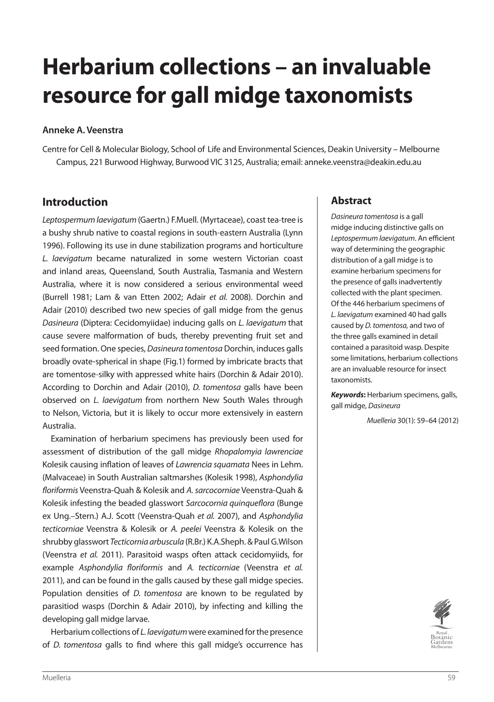 Herbarium Collections – an Invaluable Resource for Gall Midge Taxonomists