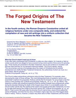 NEXUS: Forged Origins of the New Testament 8/4/2007 6:12 PM