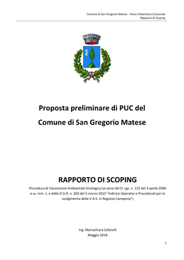 Rapporto Di Scoping PUC San Gregorio Matese