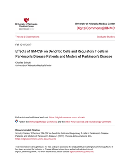 Effects of GM-CSF on Dendritic Cells and Regulatory T Cells in Parkinson’S Disease Patients and Models of Parkinson’S Disease