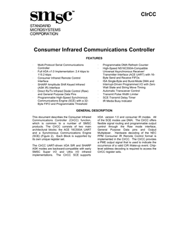 Consumer Infrared Communications Controller Datasheet