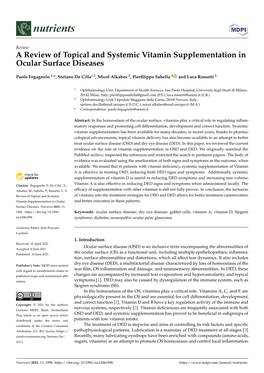 A Review of Topical and Systemic Vitamin Supplementation in Ocular Surface Diseases