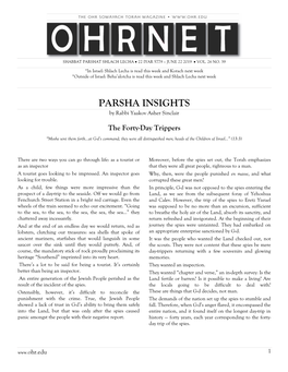 PARSHA INSIGHTS by Rabbi Yaakov Asher Sinclair