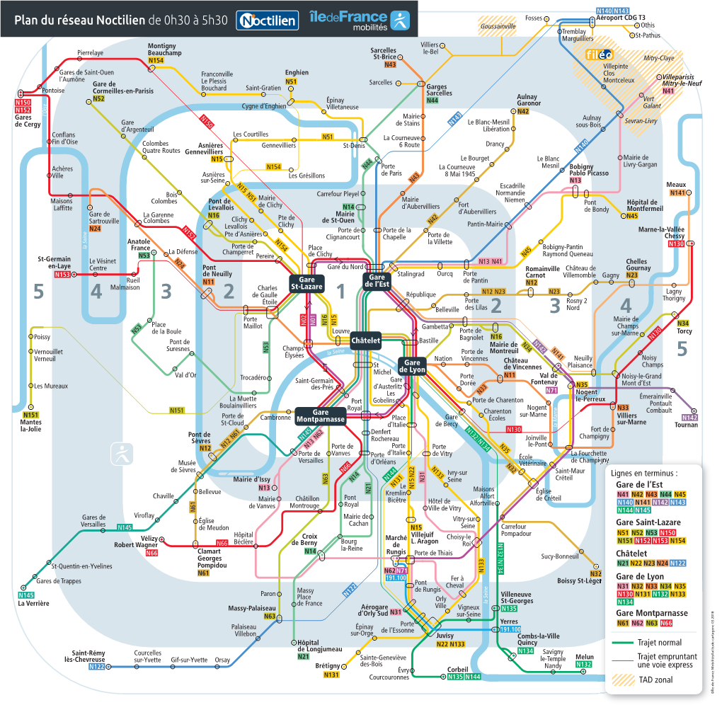 Plan Du Réseau Noctilien De 0H30 À 5H30