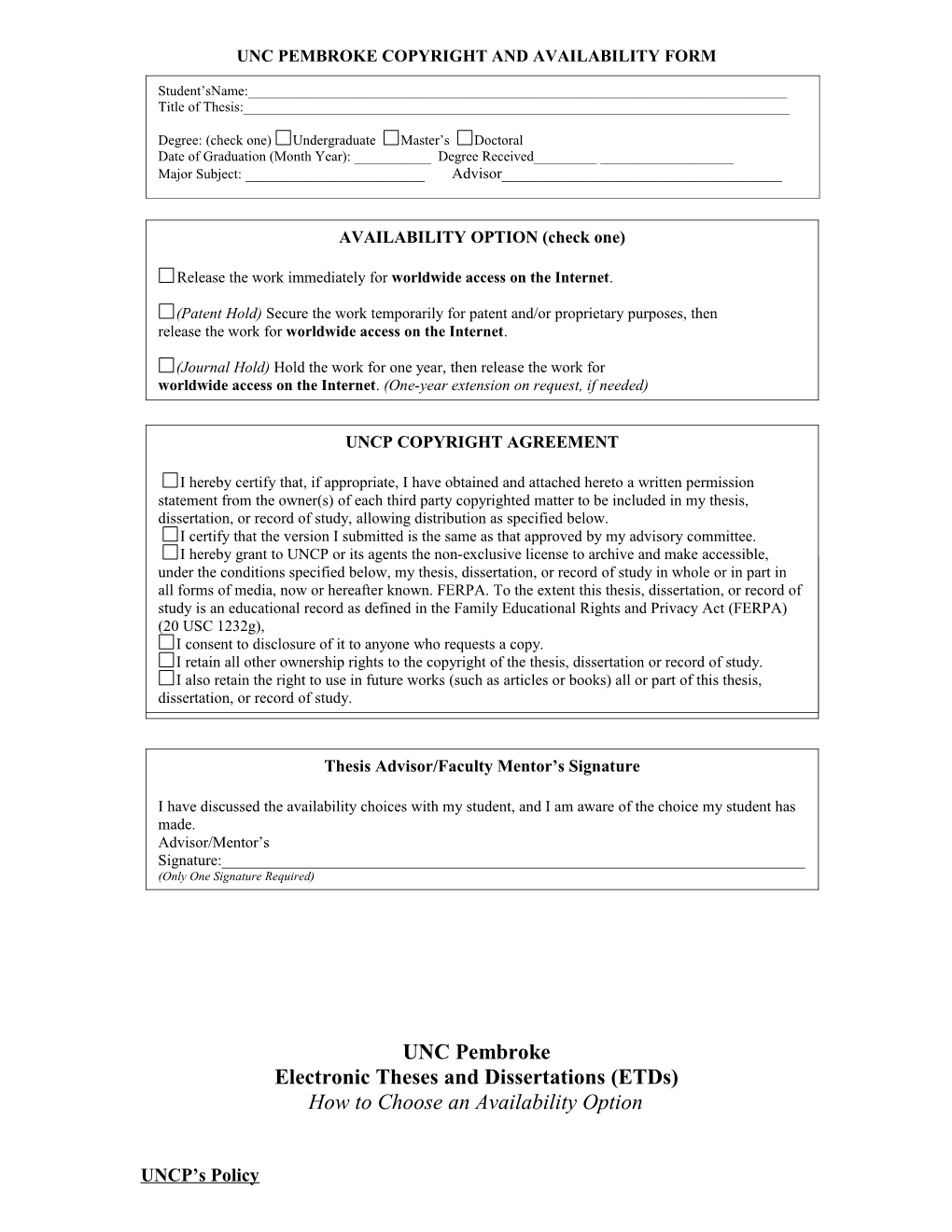 TEXAS A&M UNIVERSITY - Thesis Office COPYRIGHT and AVAILABILITY FORM