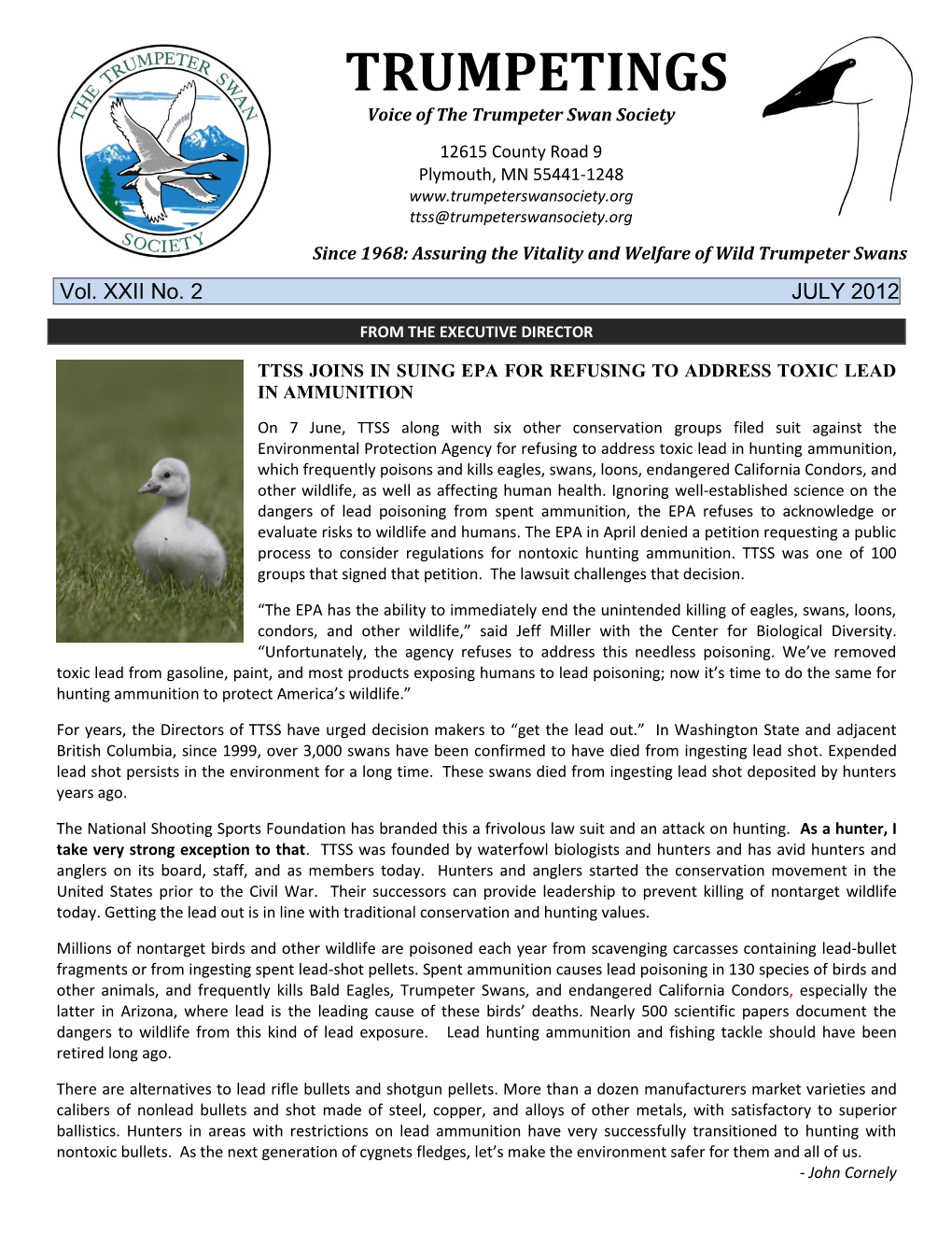 TRUMPETINGS Voice of the Trumpeter Swan Society