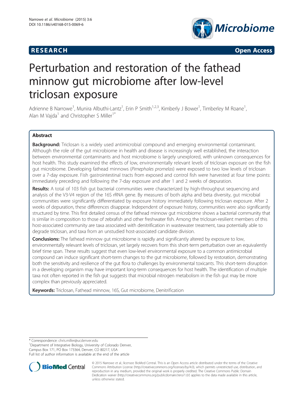 Perturbation and Restoration of the Fathead Minnow Gut Microbiome