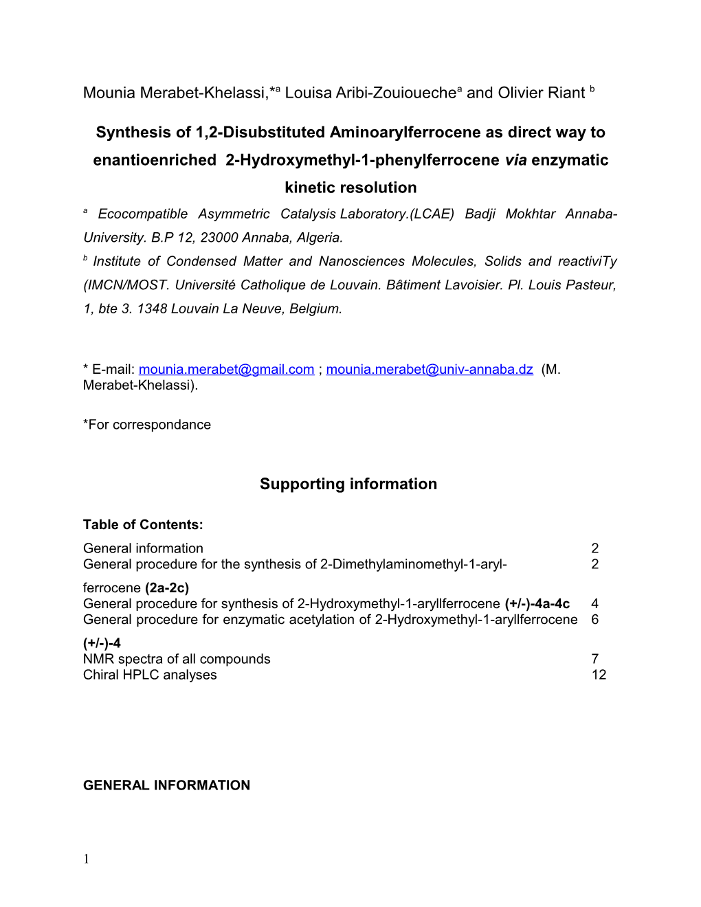 Synthesis of 1,2-Disubstituted Aminoarylferrocene As Direct Way to Enantioenriched