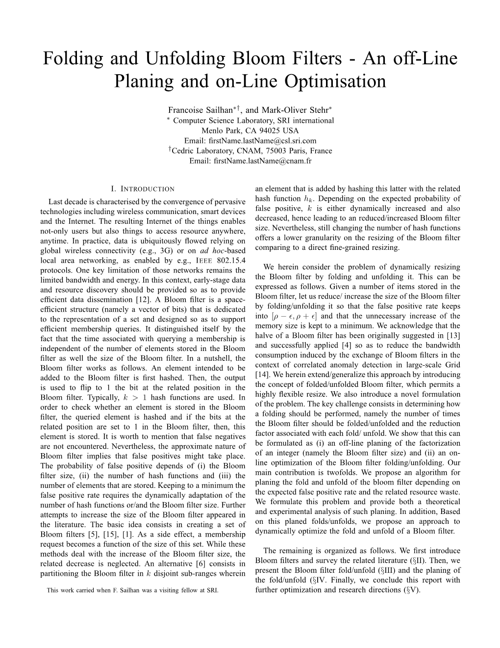 Folding and Unfolding Bloom Filters - an Off-Line Planing and On-Line Optimisation
