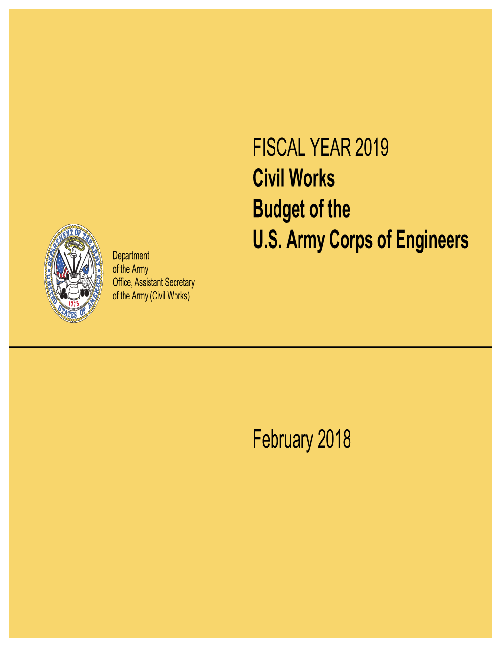 FINAL FY 2019 Army Civil Works Budget