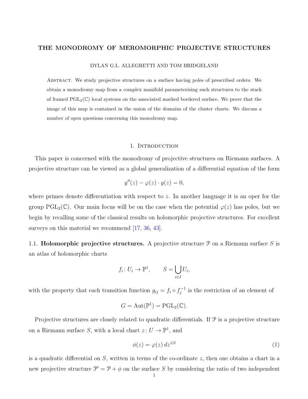 The Monodromy of Meromorphic Projective Structures