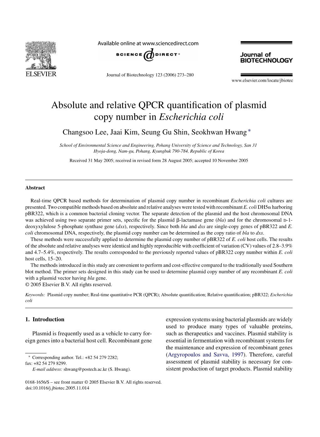 Absolute and Relative QPCR Quantification of Plasmid Copy