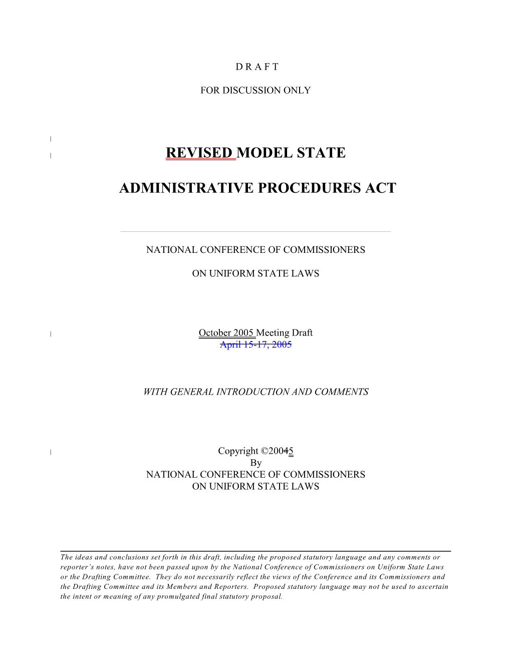 Revised Model State Administrative Procedures Act