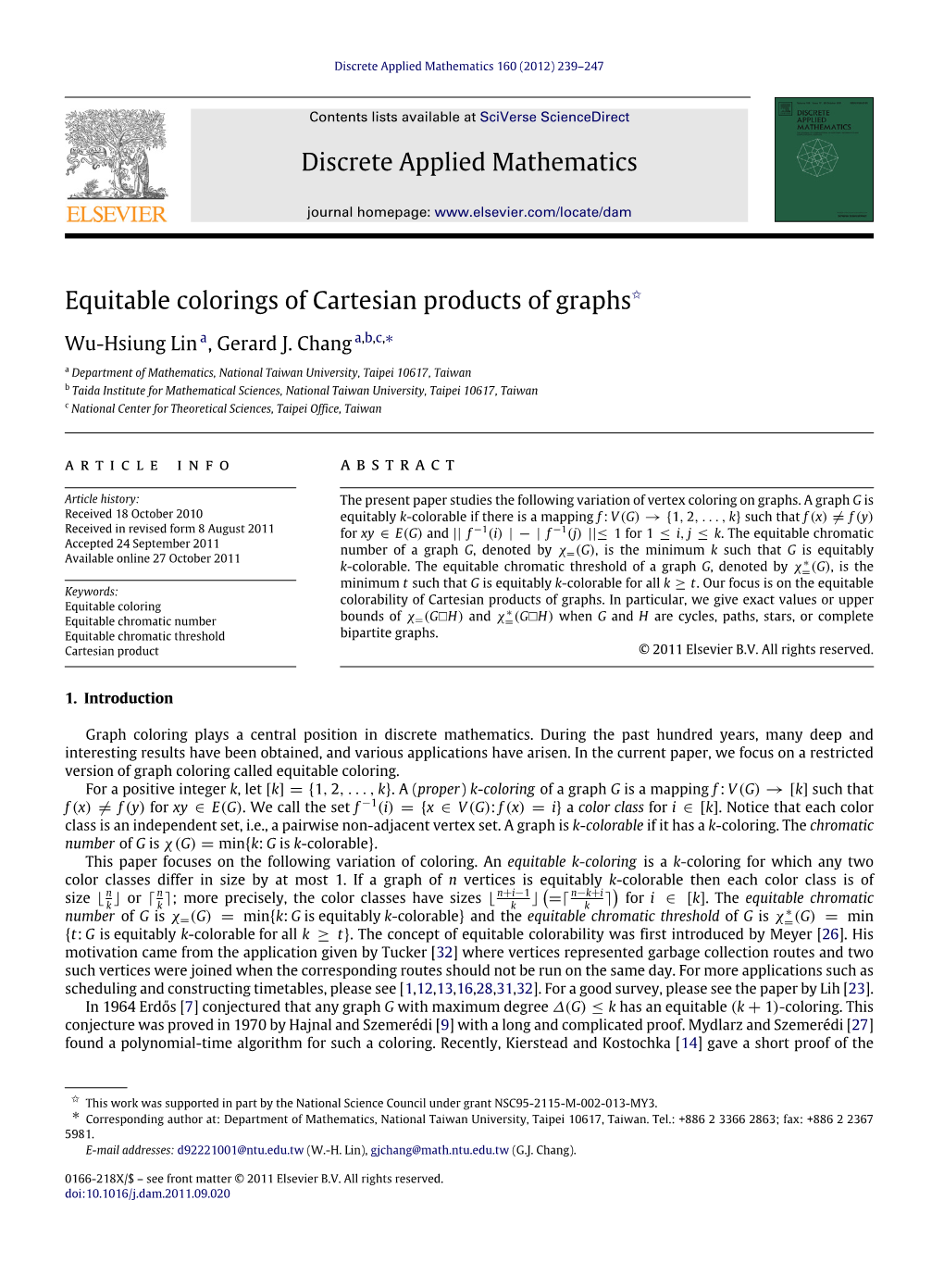 Equitable Colorings of Cartesian Products of Graphs✩